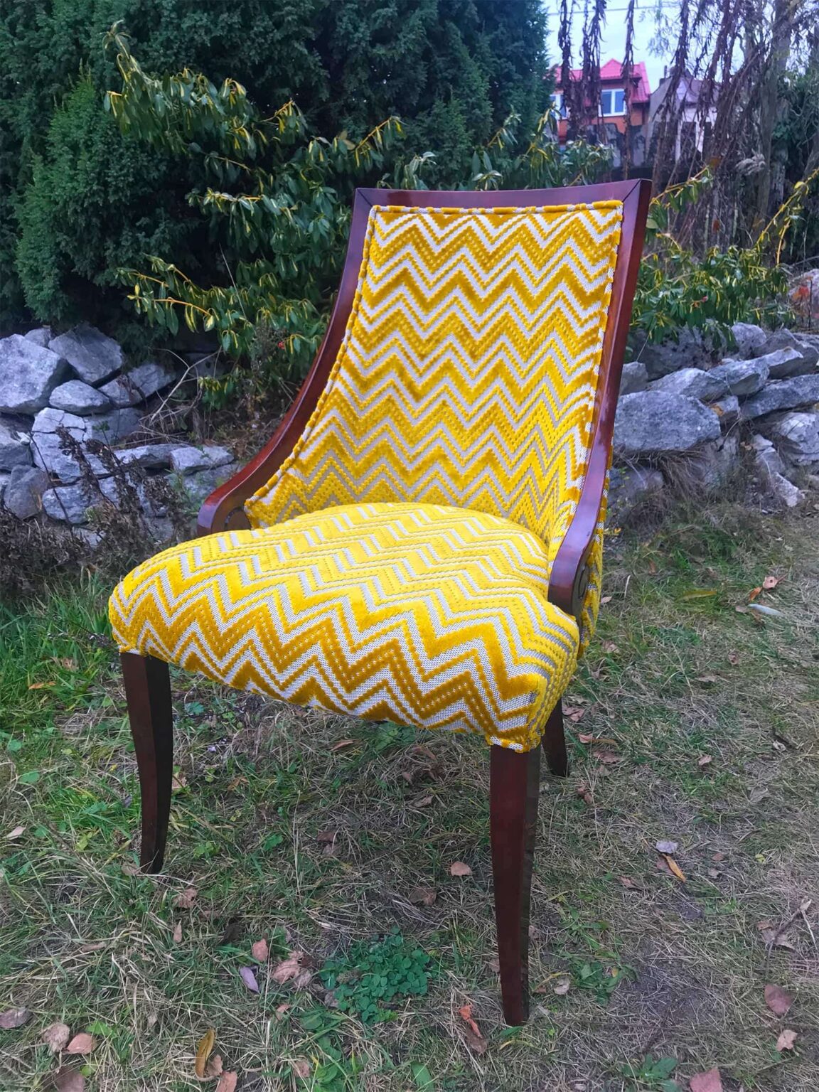 krzeslo art deco z wloska tkanina
