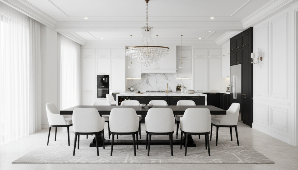 czarno białe krzesło tapicerowane